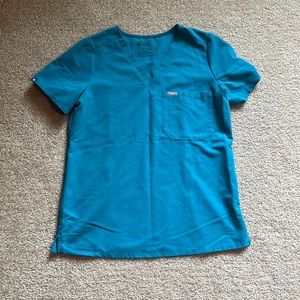 Teal figs scrub top
